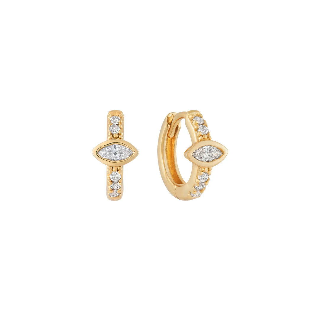 Oval Marquise Huggie Hoop