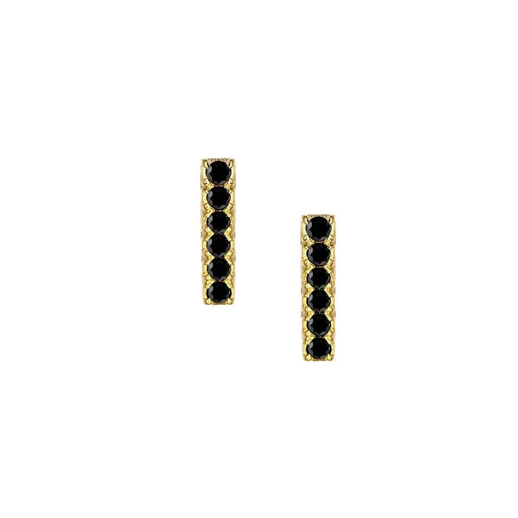 Black Sparkle Bar Stud Earrings
