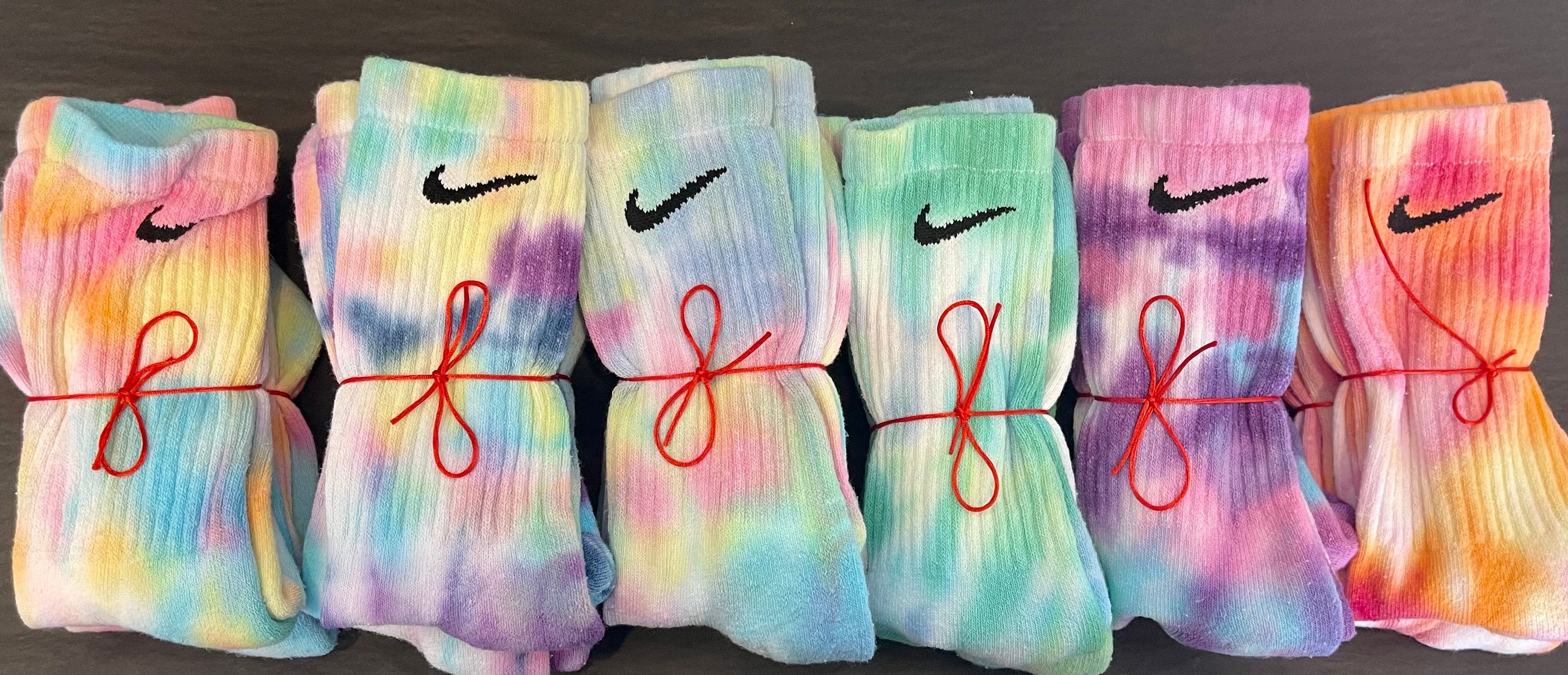 rainbow tie dye nike socks